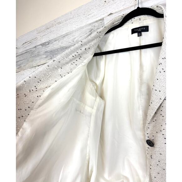 Talbots Women’s 18 Plus Jackie Fit Ivory/Black Textured Viscose Lined Blazer - Picture 3 of 6